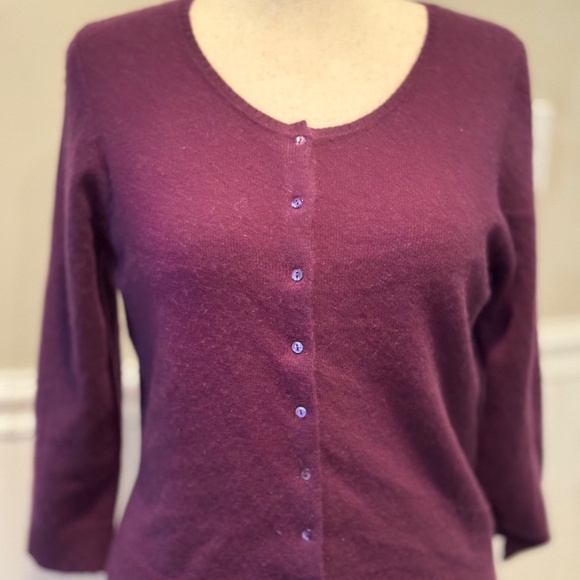 Deep Burgundy Women's cashmere cardigan - Picture 1 of 5